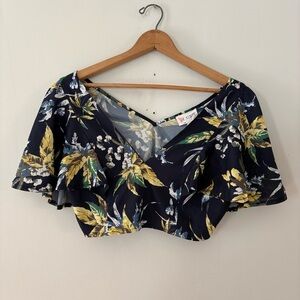 L’Atiste Floral Crop Top – Size Large Boho Resort Vacation Wear Top Romantic